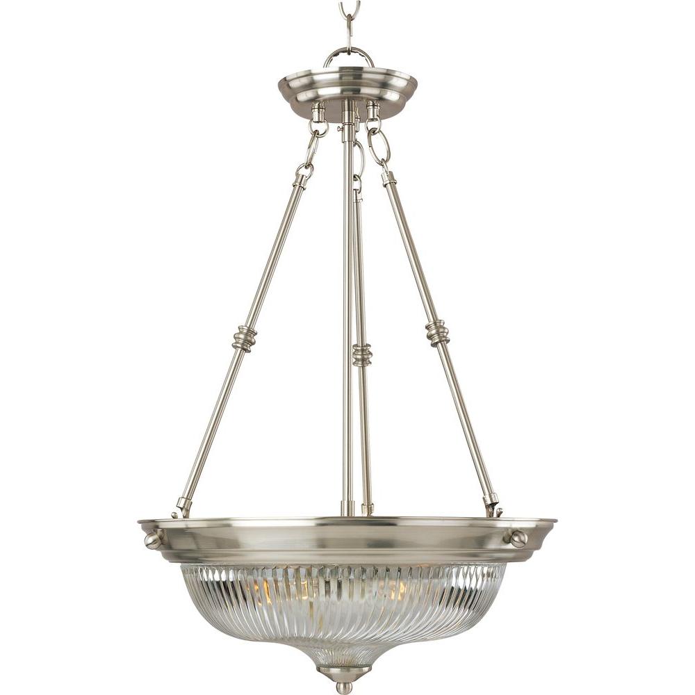 Maxim Lighting Essentials 3 Light Satin Nickel 582x Invert Bowl Maxim Lighting Essentials 3 Light Satin Nickel 582x Invert Bowl Pendant