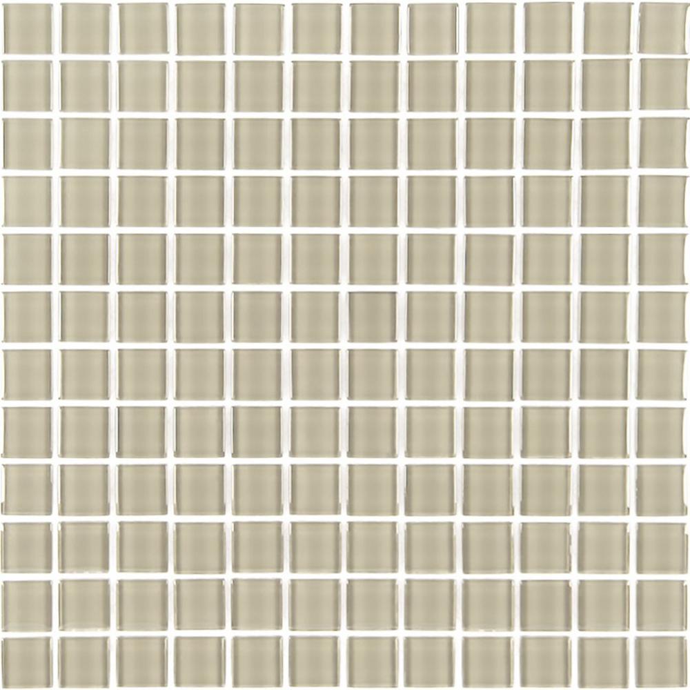 Abolos Beige Taupe Mosaic 1 In X Glossy Glass Mesh Mounted Beige Taupe Mosaic 1 In X Glossy Glass Mesh Mounted Decorative Bathroom Wall Backsplash Tile 0 98 Sq Ft