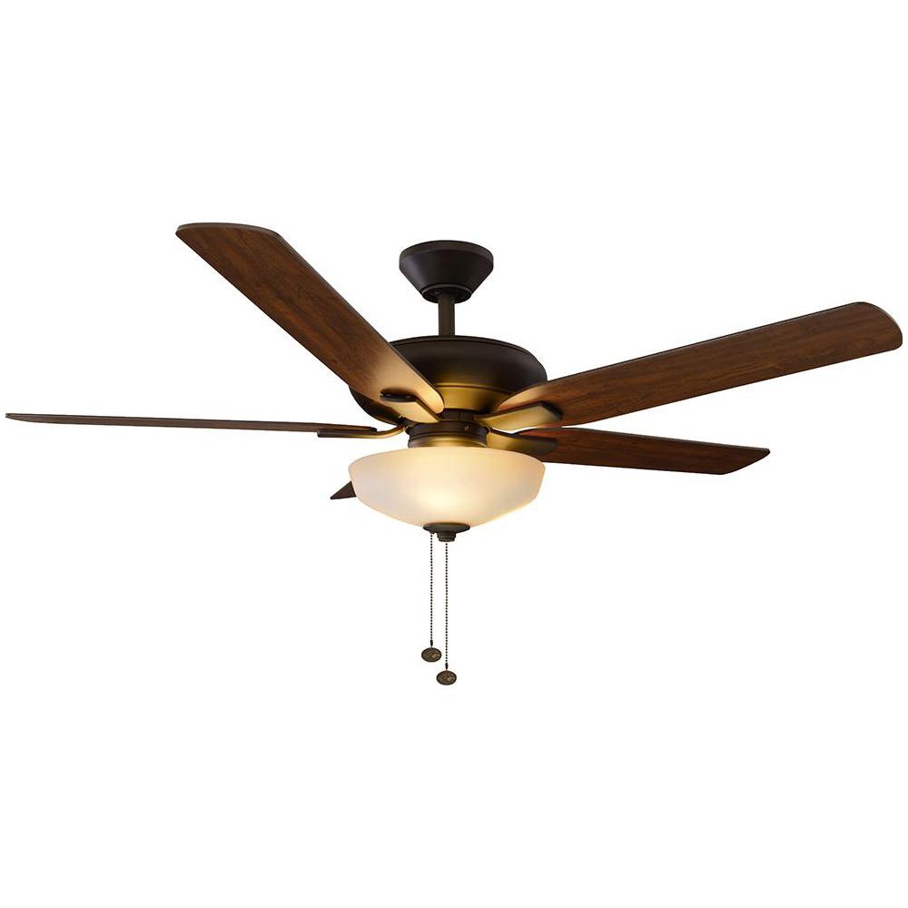 Hampton Bay Holly Springs 52 In Led Indoor Oil Rubbed Bronze Ceiling Fan With Light Kit