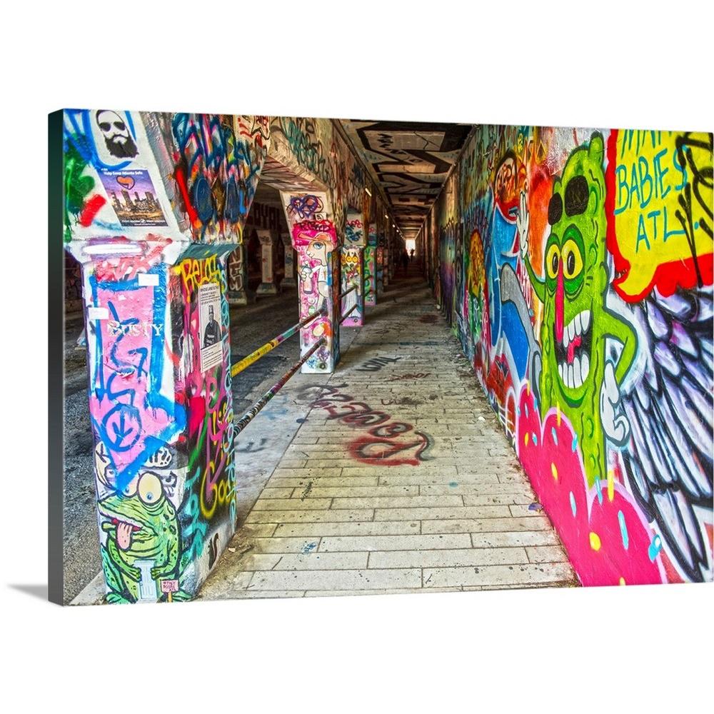 Greatbigcanvas Graffiti Filled Walls Of The Krog Street Tunnel In Atlanta Georgia By Circle Capture Canvas Wall Art 2510059 24 30x20 The Home Depot