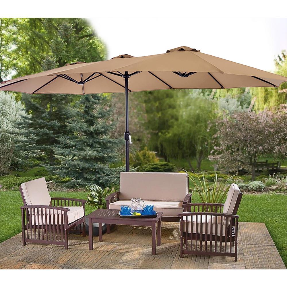 15 Ft Steel Patio Umbrellas Patio Furniture The Home Depot