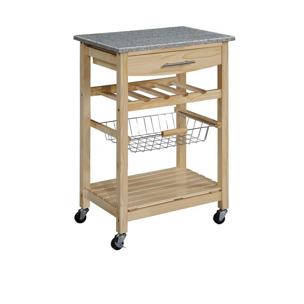 International Concepts Unfinished Kitchen Cart With Drawer ...