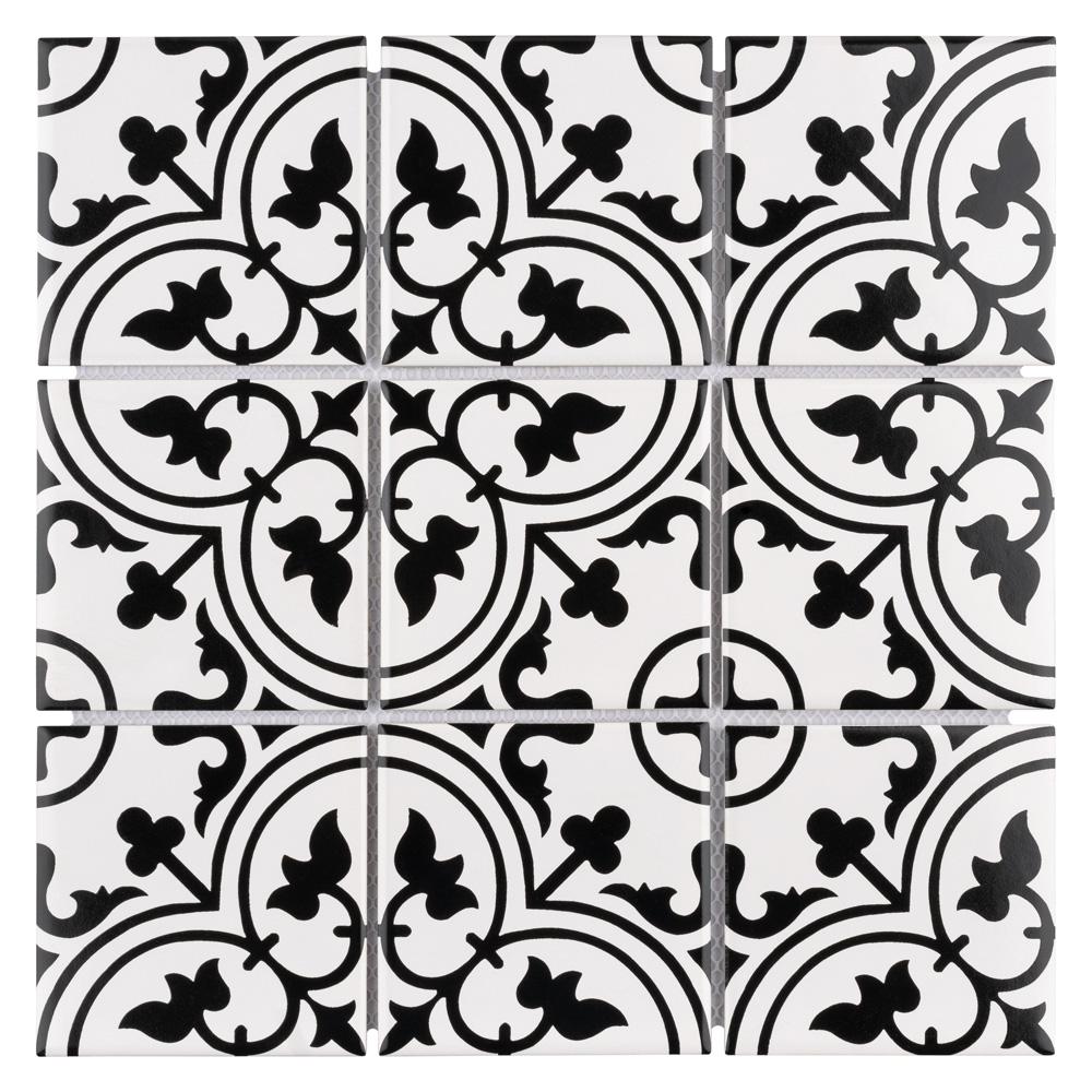 Merola Tile Affinity Arte White Encaustic 11-3/4 in. x 11-3/4 in. x 6mm