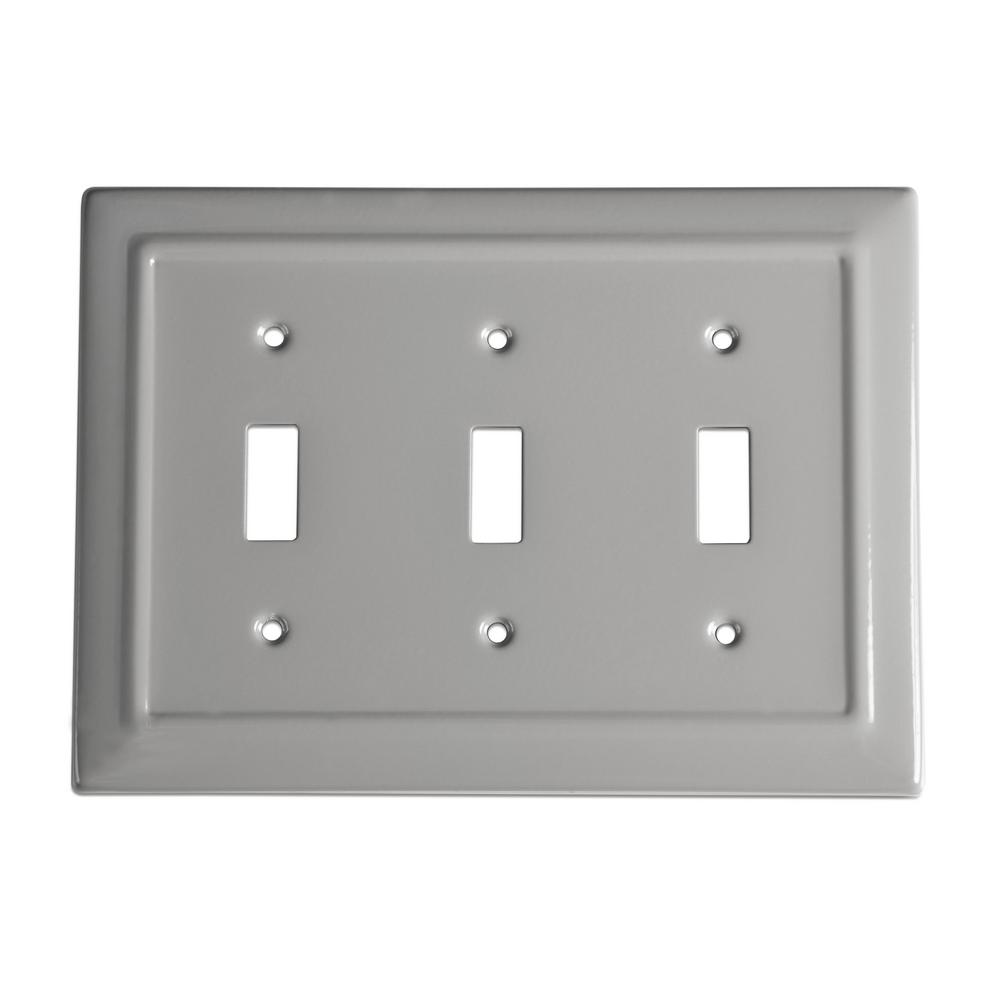 Monarch Abode Architectural Metal Triple Switch Wall Plate/Switch Plate, Dove Gray19253 The