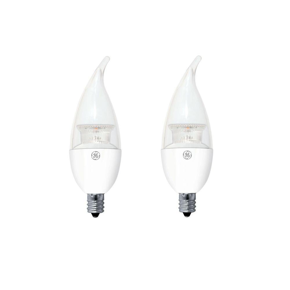 Ge Led Bulbs Light The Home Depot 60w Equivalent Daylight Ca10 Bent Tip Clear Candelabra Base Dimmable Led Light Bulb 2