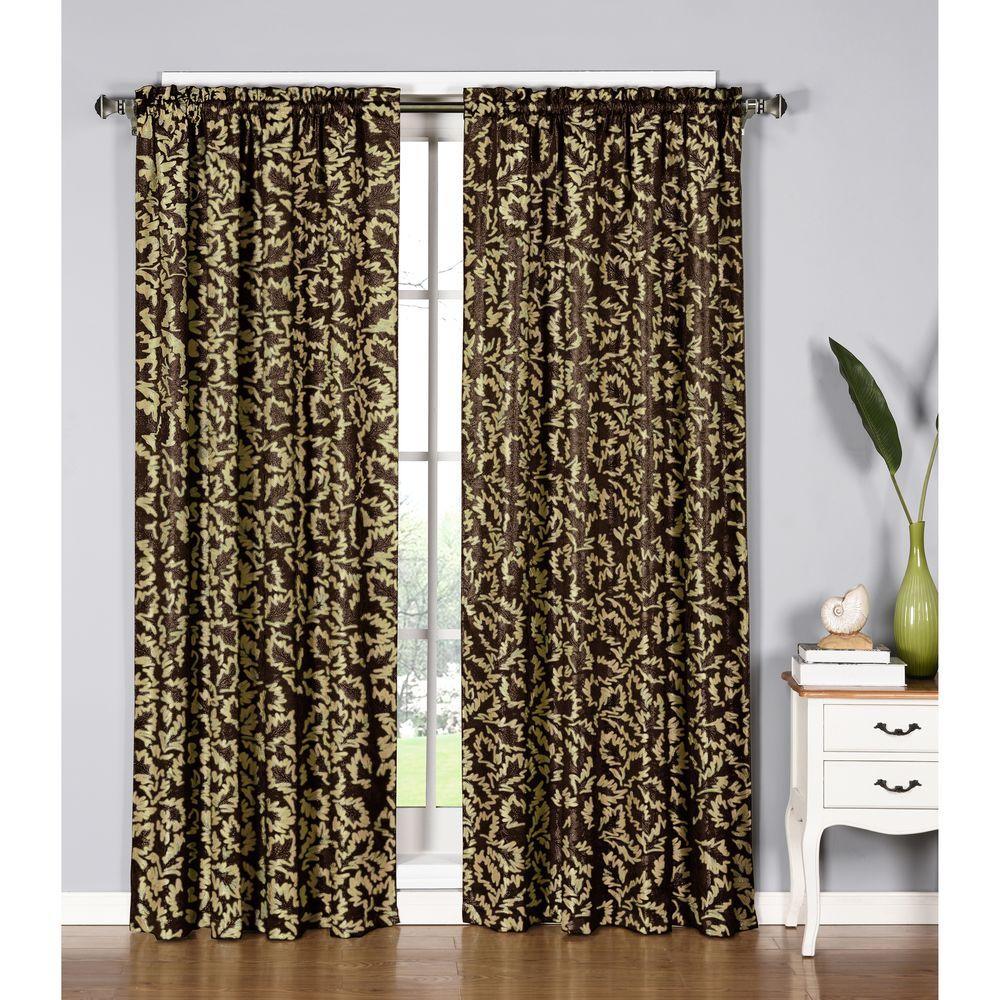 Window Elements Semi Opaque Dawson Shimmering Leaf 54 In W X 84 L Rod Pocket Extra Wide Curtain Panel Chocolate Window Elements Semi Opaque Dawson Shimmering Leaf 54 In W X 84 L Rod Pocket Extra Wide Curtain Panel Chocolate