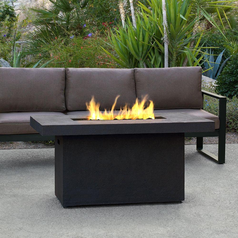 fire pit propane gas flame rectangle chat height ventura kodiak brown pits tkb concret fiber