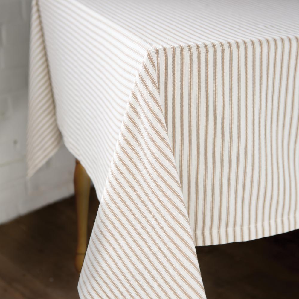 Heritage Lace Ticking Square White Cotton Tablecloth Tk 6060t The Heritage Lace Ticking Square White Cotton Tablecloth