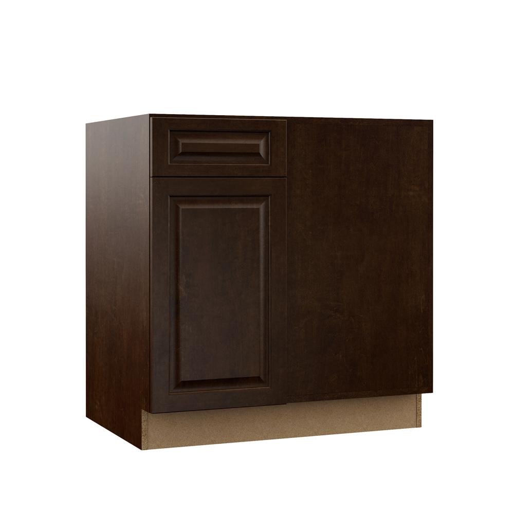 Hampton Bay Designer Series Gretna Assembled 42x34 5x23 In Blind Corner Base Kitchen Cabinet Espresso