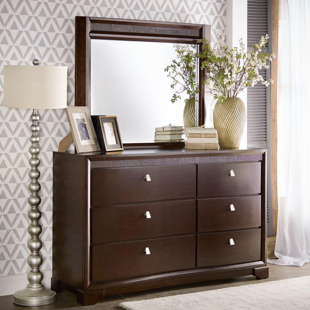 Homesullivan Nichols 6 Drawer Brown Dresser With Mirror 40313b 5d