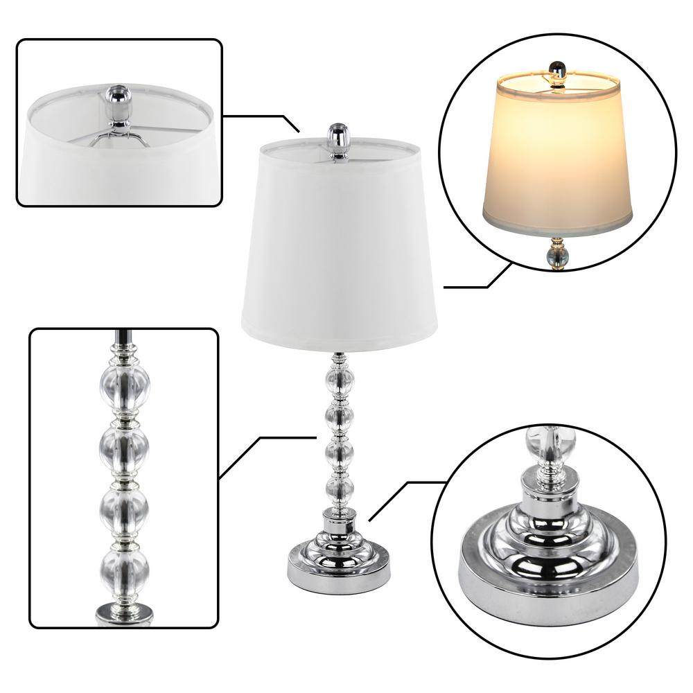 Maypex 63 In Chrome Indoor Acrylic Ball Lamp With White Fabric Shade Set Of 3 300171 The Home Depot Chrome Indoor Acrylic Ball Lamp, Acrylic Ball Lamp Shade