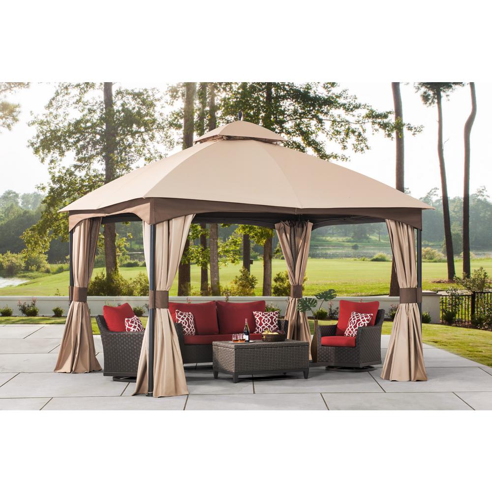 Hampton Bay Turnberry 10 ft. x 12 ft. Gazebo with Mosquito Netting and