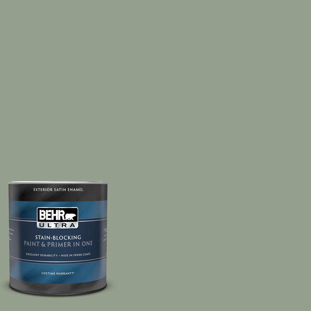 Behr Ultra 1 Qt. #n390-4 Bitter Sage Satin Enamel Exterior Paint And 