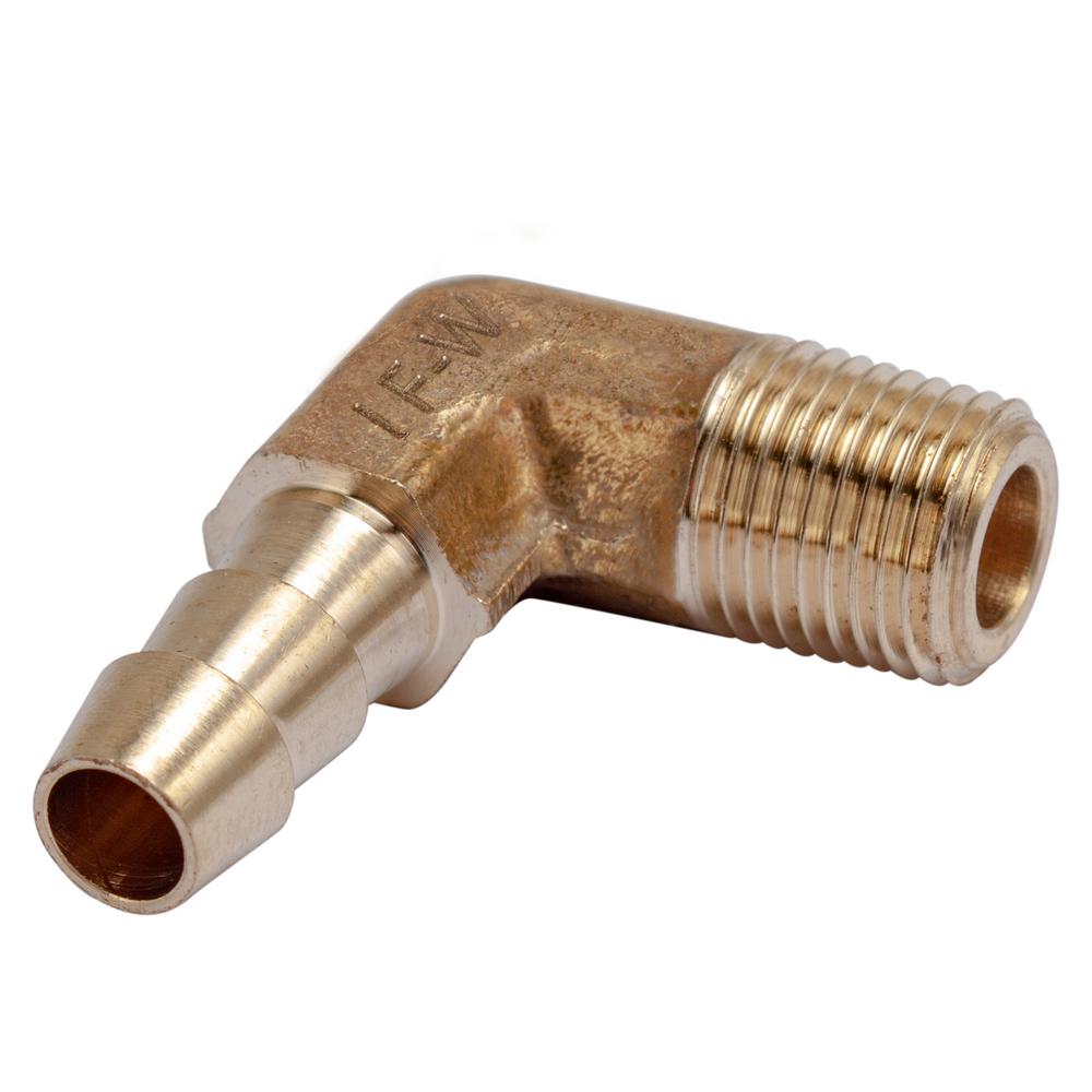 LTWFITTING 1/4 in. I.D. x 1/8 in. MIP Brass Hose Barb 90Degree Elbow