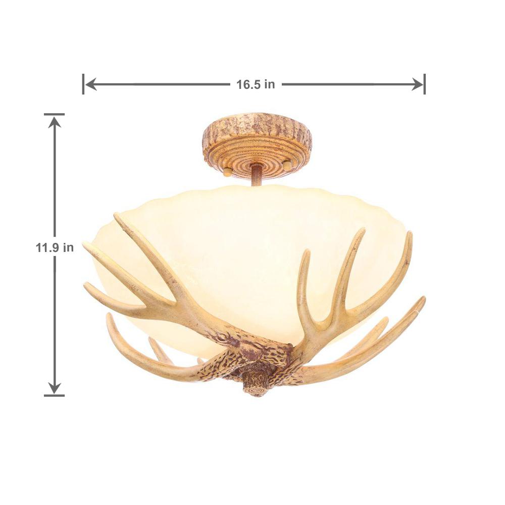 Hampton Bay Antler 16 5 In 3 Light Semi Flush Mount With Sunset Glass Shade