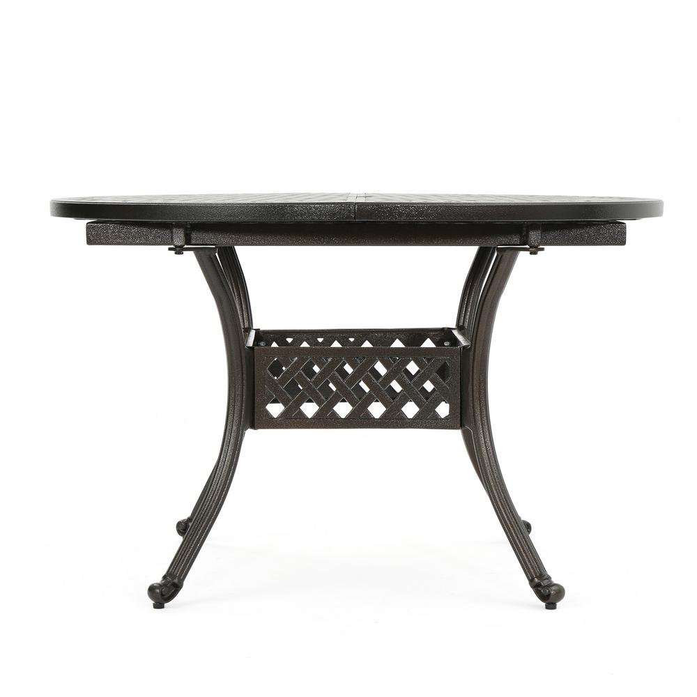 Noble House Round Aluminum Outdoor Dining Table With Extension Noble House Round Aluminum Outdoor Dining Table With Extension