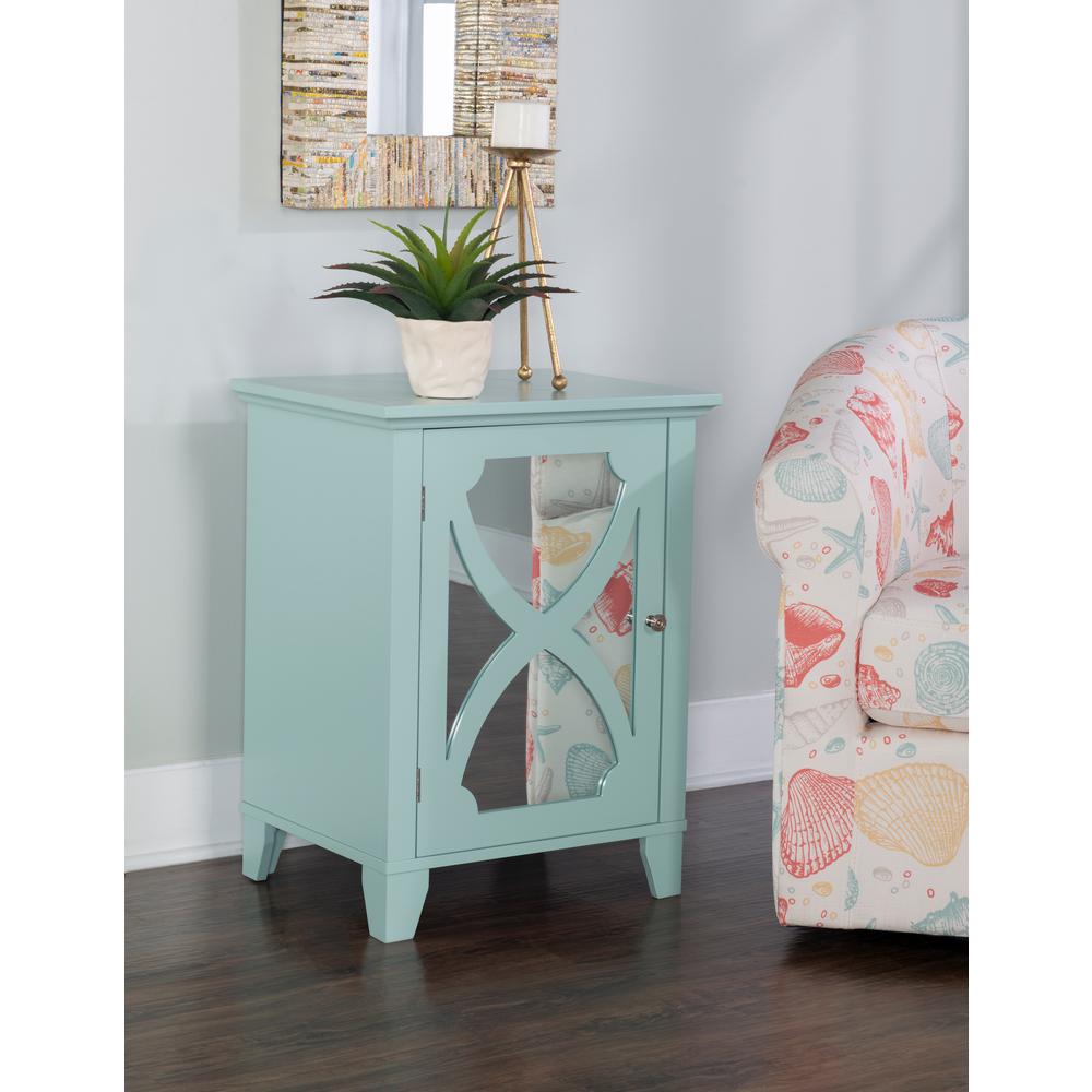 Linon Home Decor Willow Seafoam Small Cabinet With Mirror Door