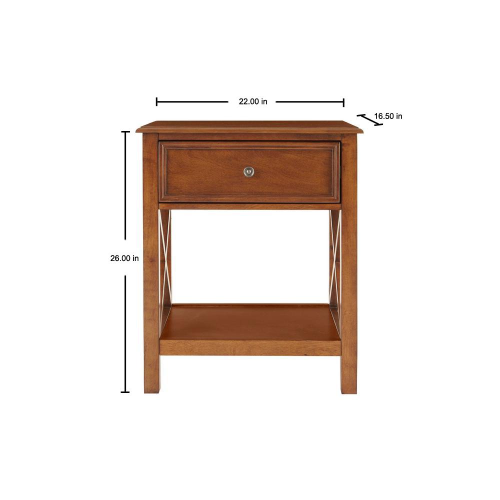 Stylewell Marford 1 Drawer Walnut Finish Nightstand 22 In W X 26 In H Bf 25628 Wa The Home Depot