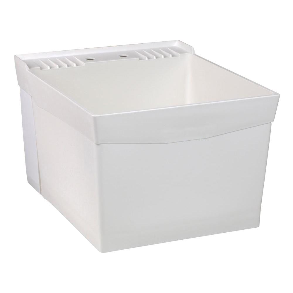 MUSTEE Utility Sinks Utilatub 24 in. x 20 in. Structural Thermoplastic Wall-Mount Utility Tub in White 19W