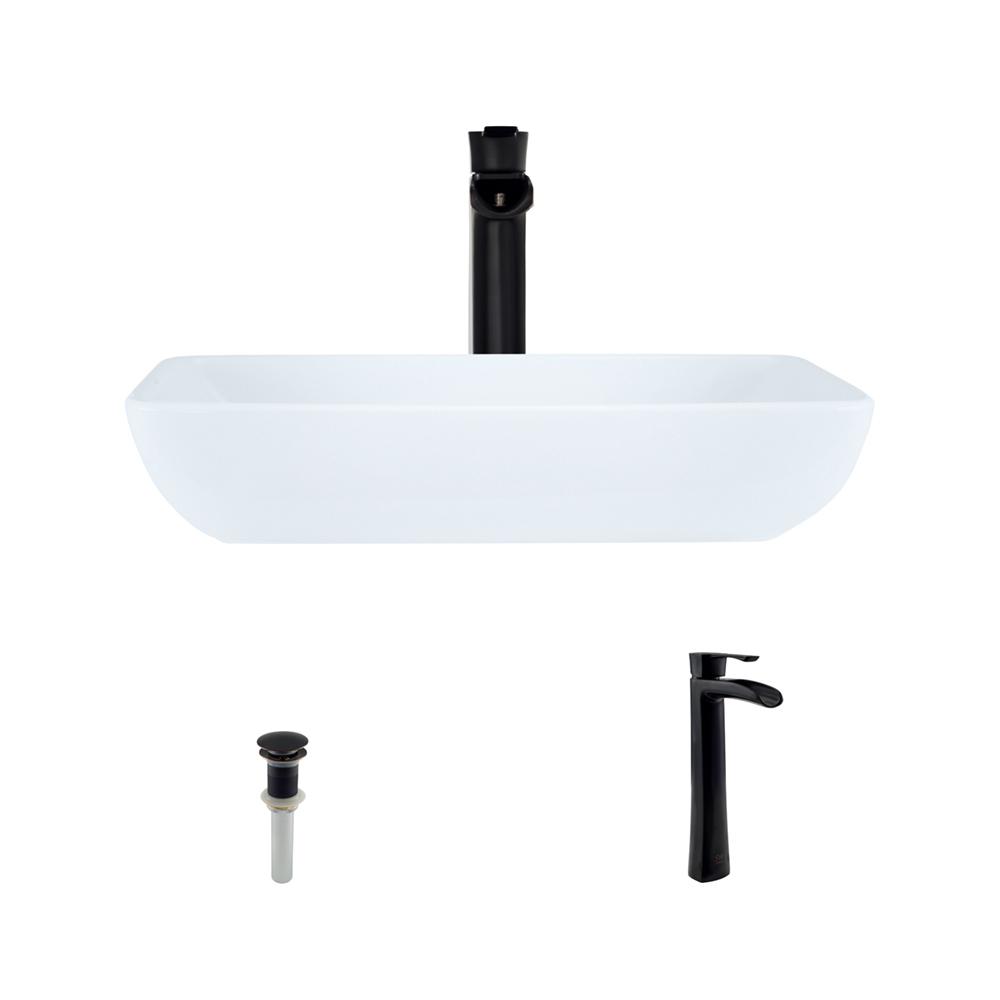 MR Direct Porcelain Vessel Sink In White With 731 Faucet And Pop