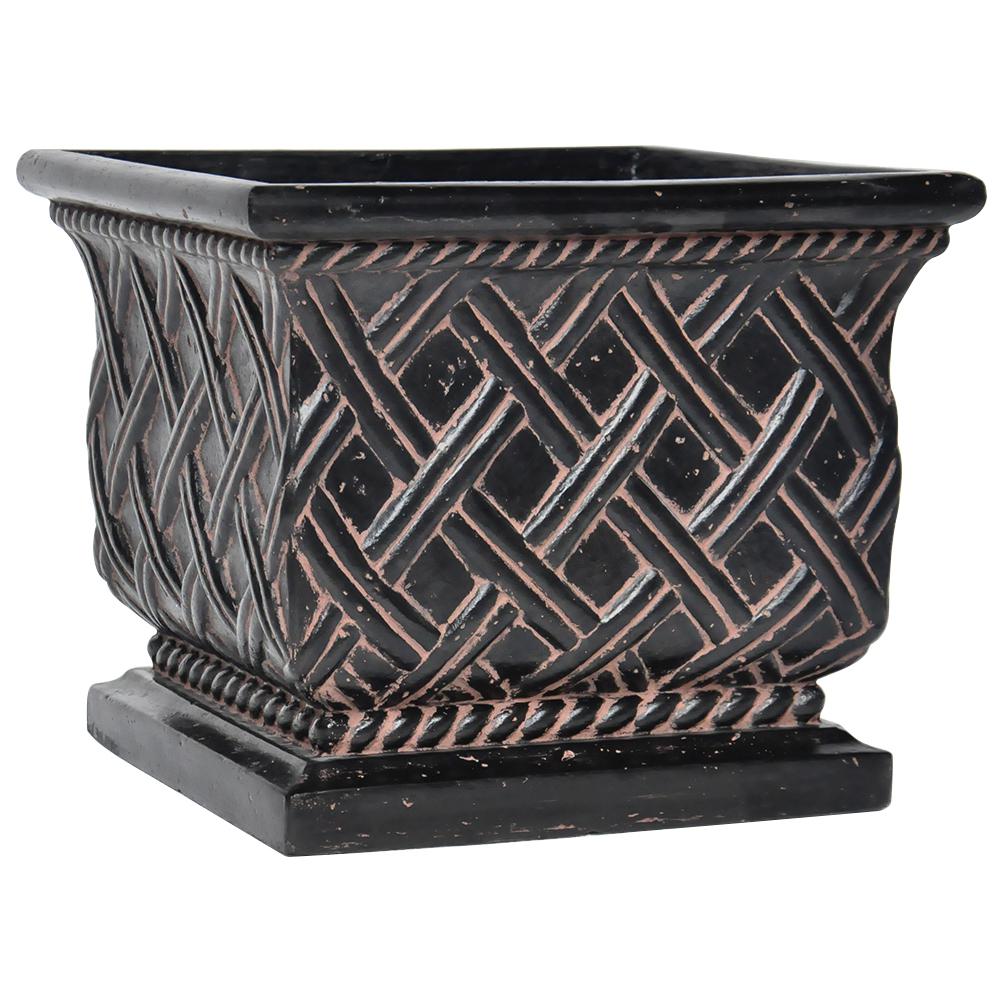 MPG 16 in. Square Charcoal Cast Stone Column PlanterPF6292AC The