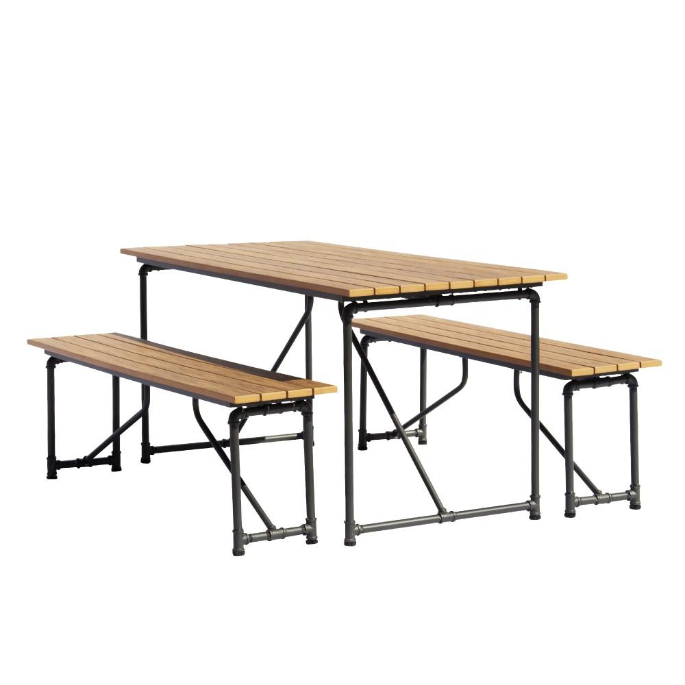 Courtyard Casual Steamfitter Steel Outdoor Picnic Table And