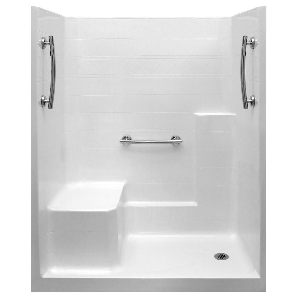 Ella Ultimate 36 In X 60 In X 77 In 1 Piece Low Threshold Shower Stall In White Grab Bars 2083