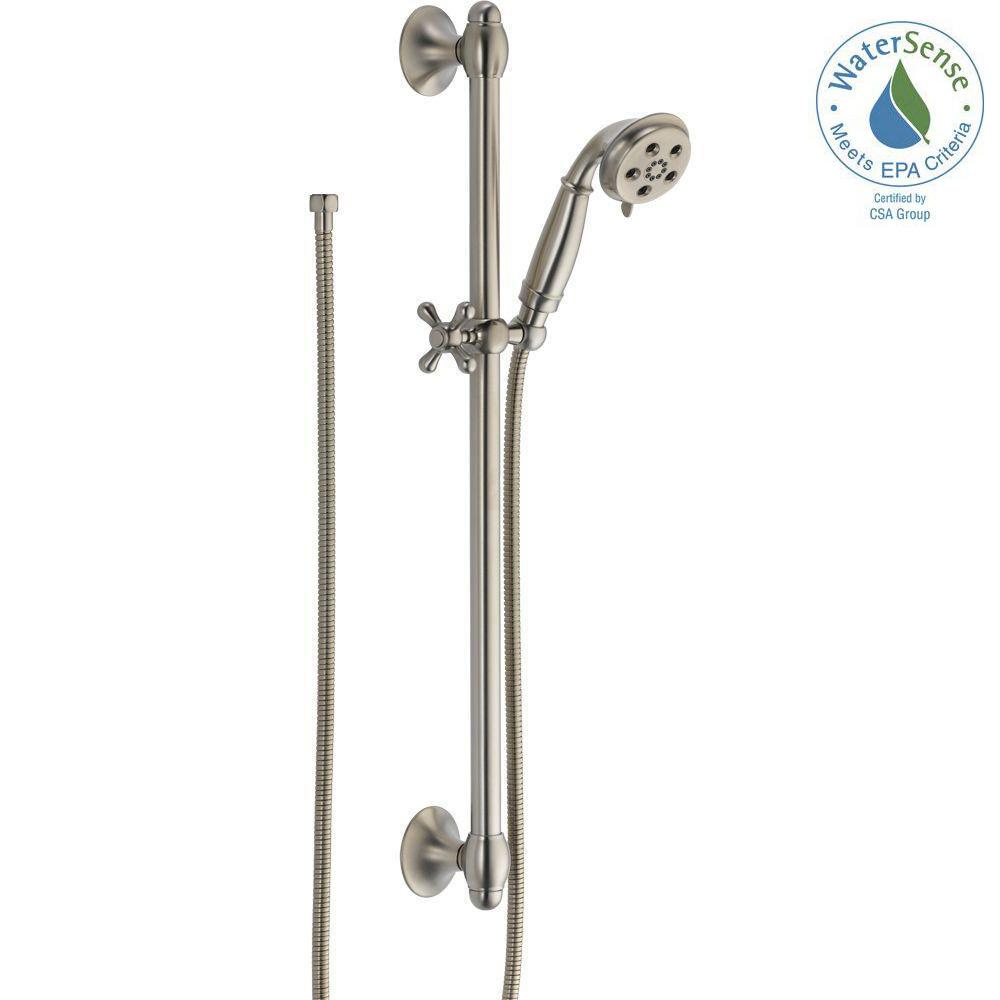 Delta 3Spray 2.0 GPM Hand Shower with Slide Bar in Stainless Featuring