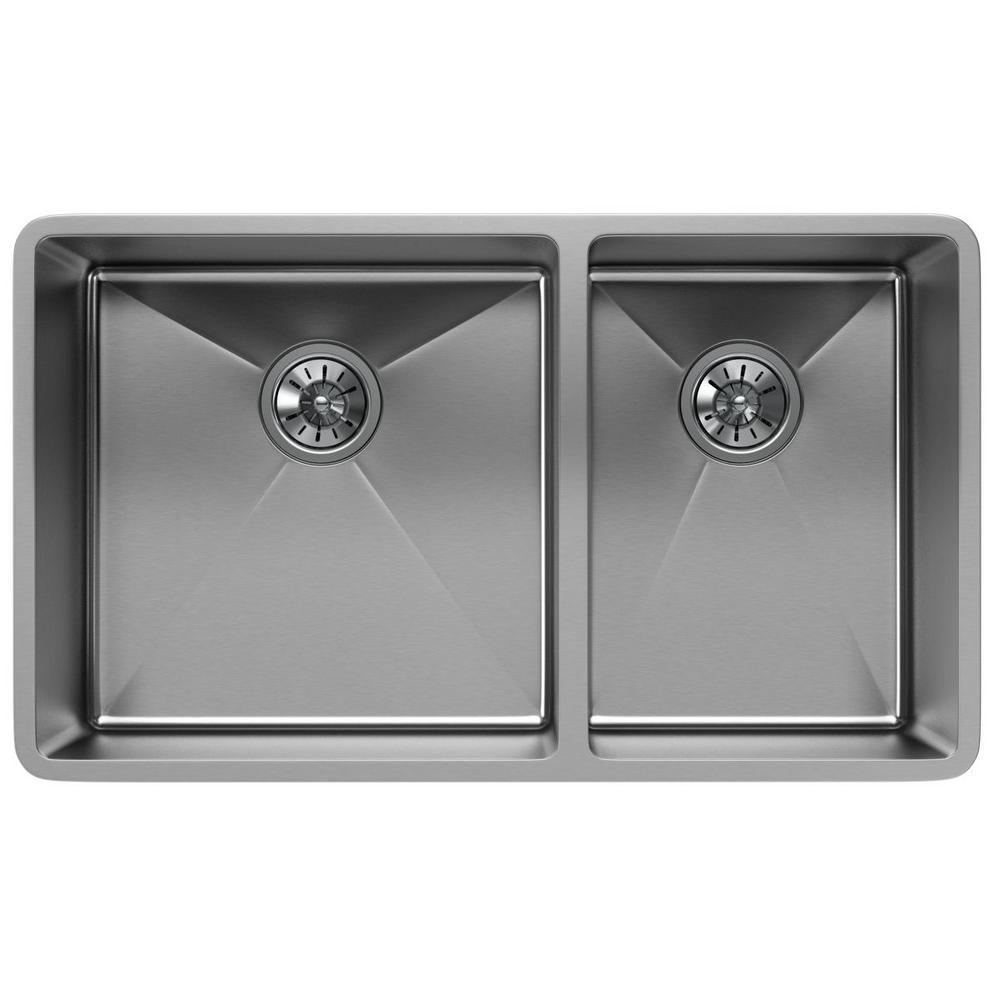 Elkay Crosstown Undermount Stainless Steel 32 In Double Bowl Elkay Crosstown Undermount Stainless