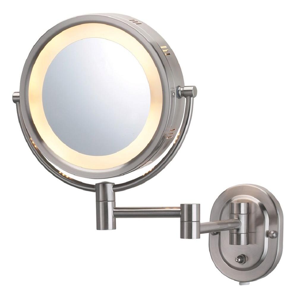Jerdon 5x Halo Lighted 13 In L X10, Magnifying Makeup Mirror Wall Mounted