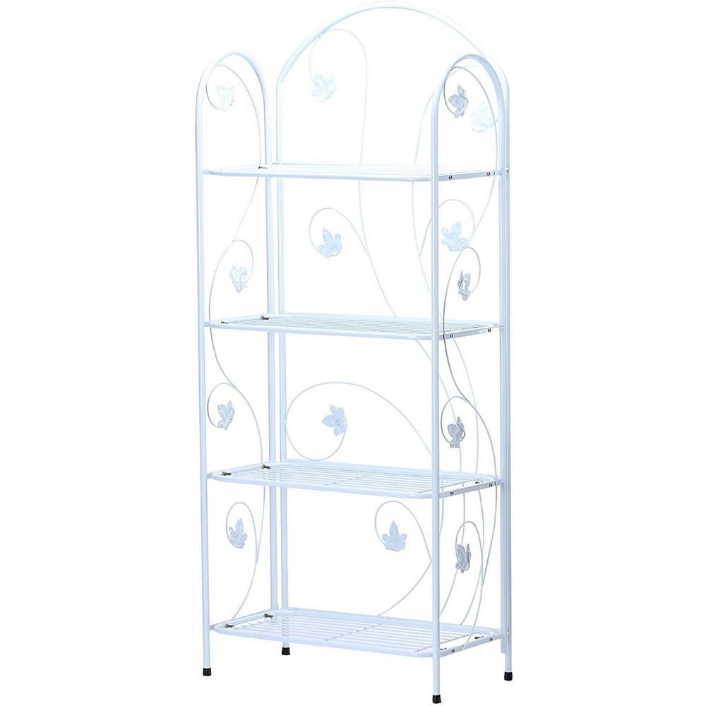 Unbranded 60 in. Tall White Metal 4Tier Plant Stand3996