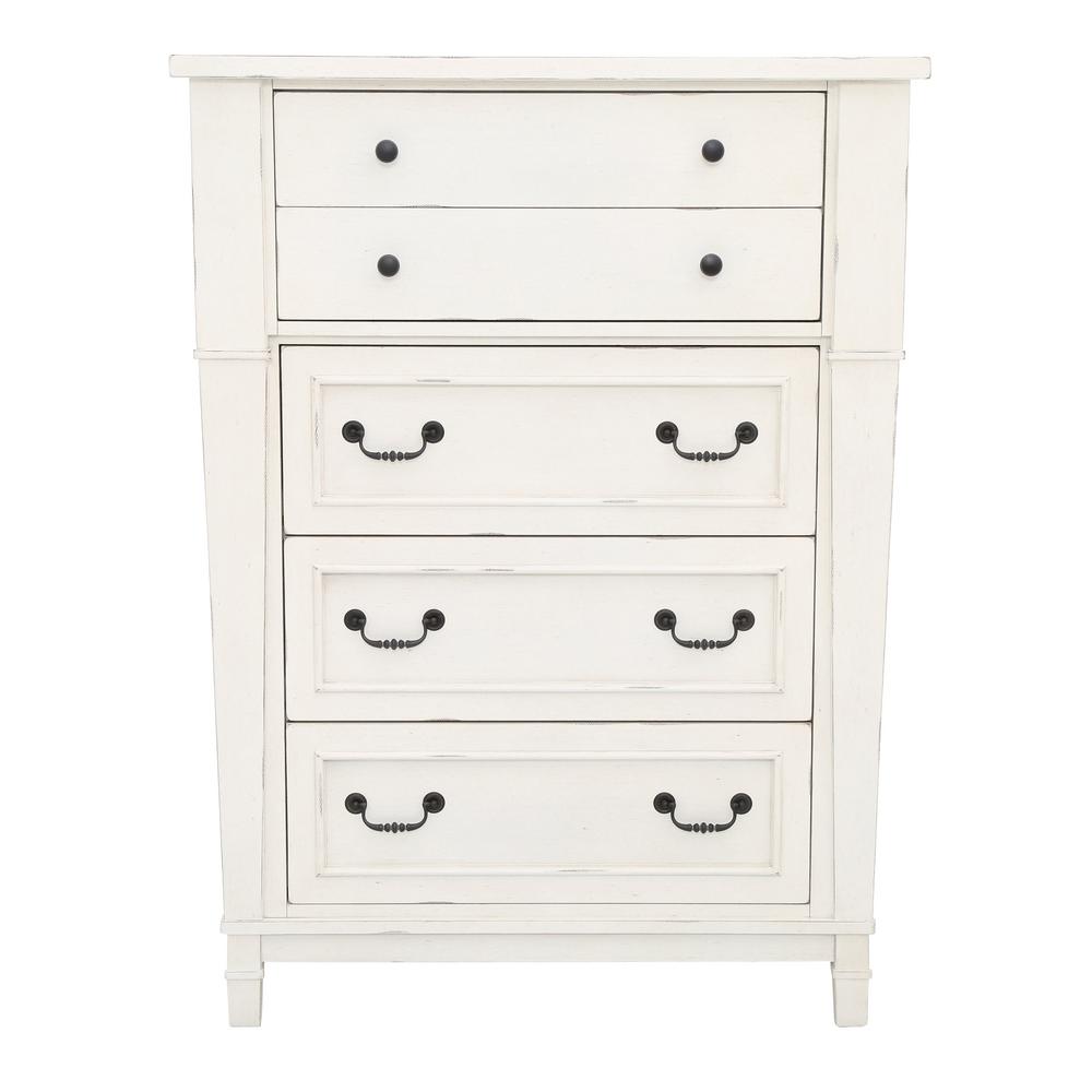 Harbor View 5 Drawer Antiqued Paint Chest 401323 The Home Depot Bridgeport 5 Drawer Antique White Chest