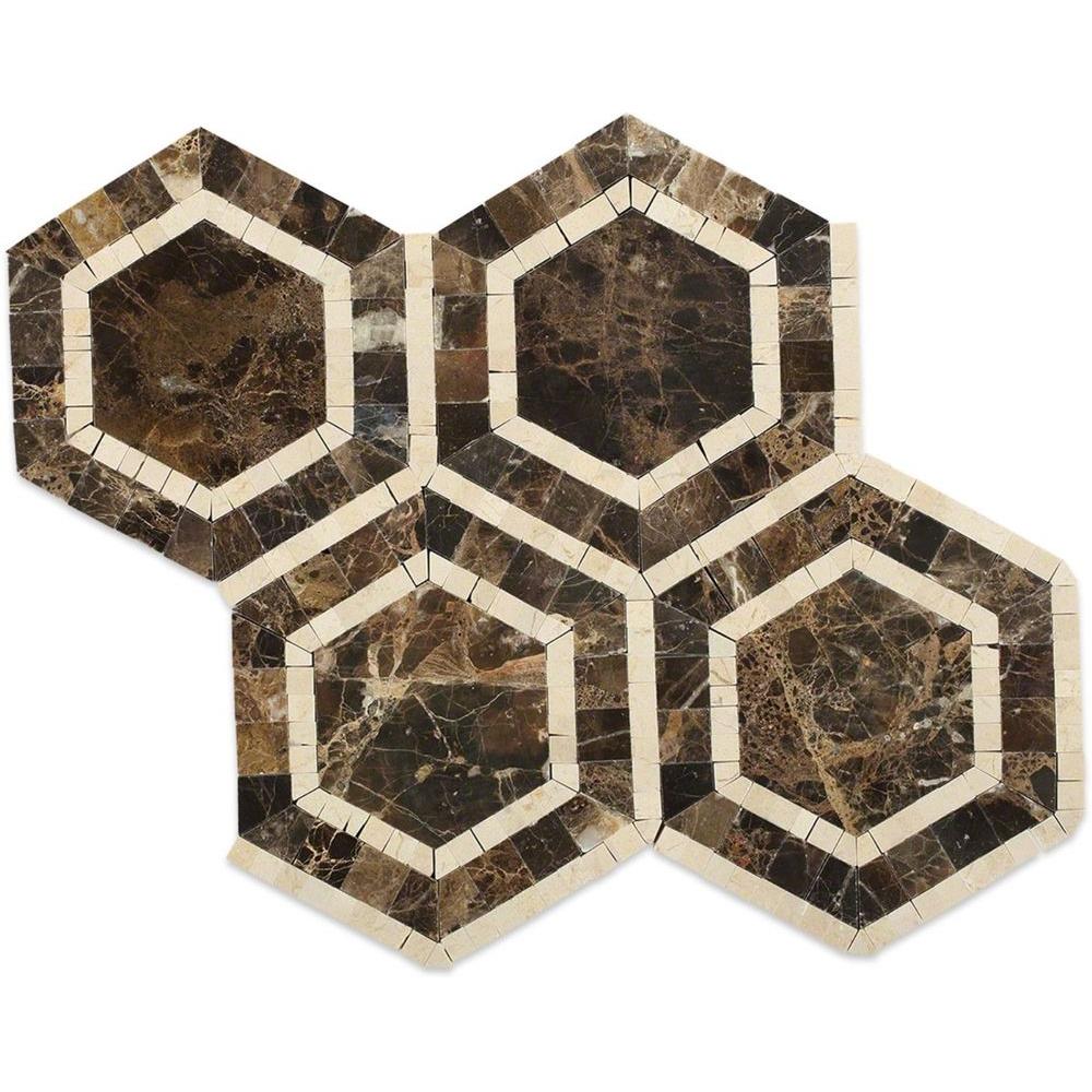Splashback Tile Zeta Crema Marfil And Dark Emperador Polished Marble Splashback Tile Zeta Crema Marfil And Dark Emperador Polished Marble 6 In X
