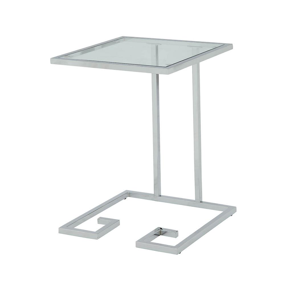 Chrome End Tables Accent The Home Depot Royce Chrome Gl Top Accent Table