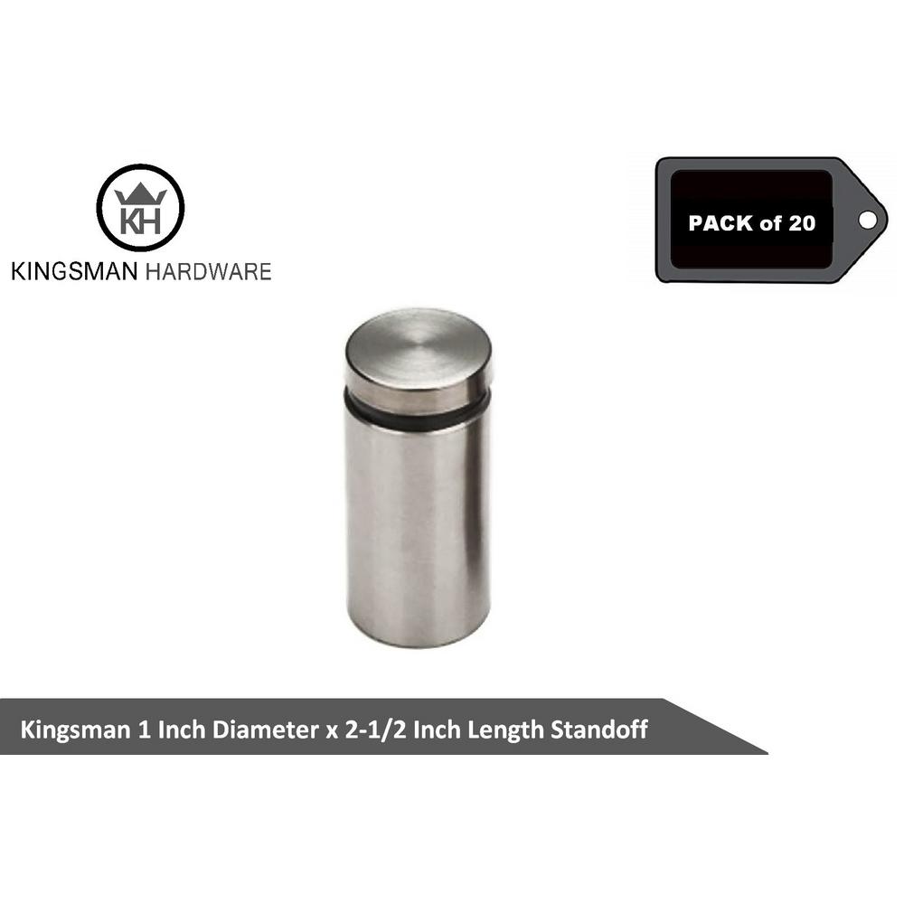 1-1//2/" Diameter 1//2/" Base Stainless Steel Standoff Hardware for Glass Display
