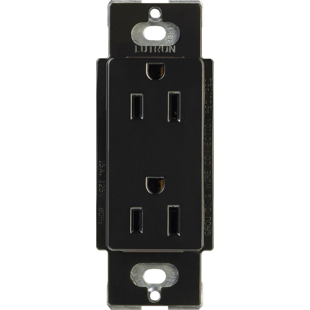 Lutron Tamper-Resistant Duplex Receptacle, 15-Amp, Black-CARS-15-TR-BL ...