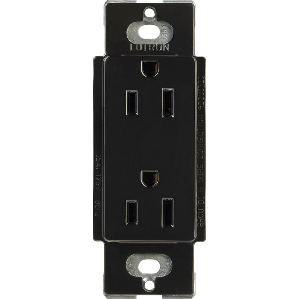 Lutron TamperResistant Duplex Receptacle, 15Amp, BlackCARS15TRBL