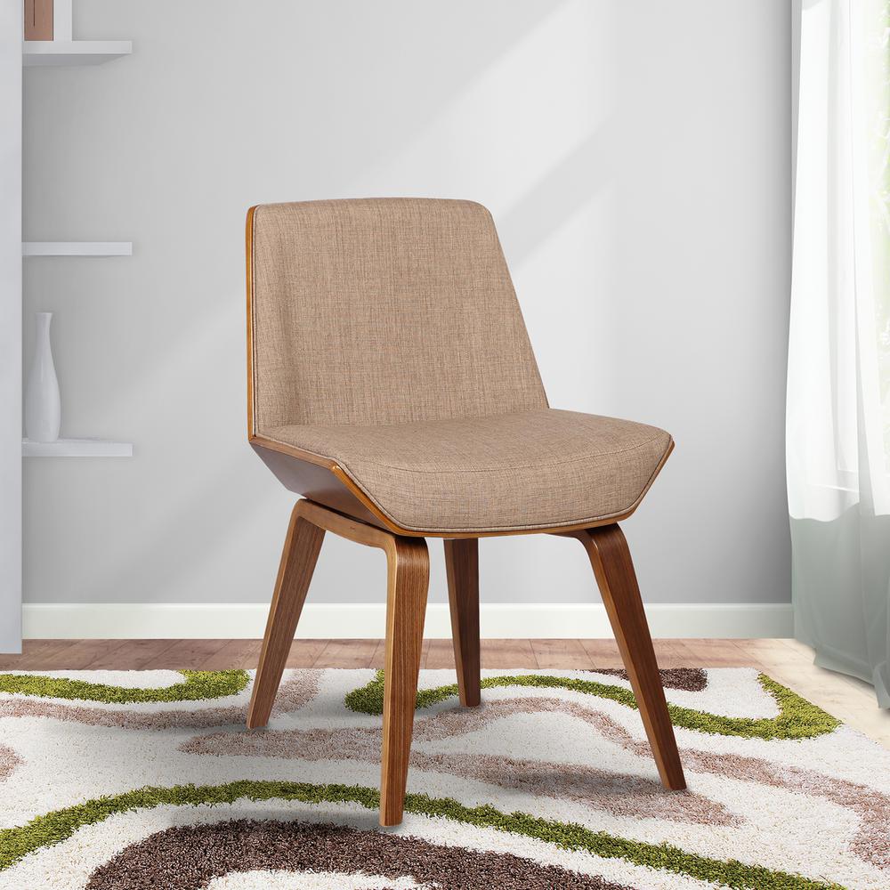 Armen Living Agi 30 in. Beige Fabric and Walnut Wood Finish MidCentury