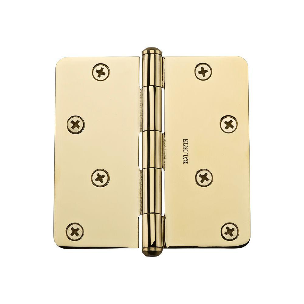 Baldwin 4 in. Polished Brass Radius Hinge9BR7026004 The Home Depot