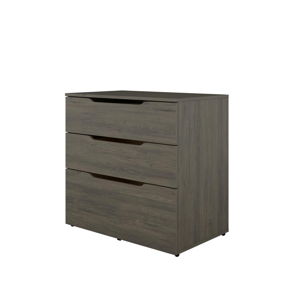 Nexera Arobas Bark Grey Decorative Lateral File with 3Drawers