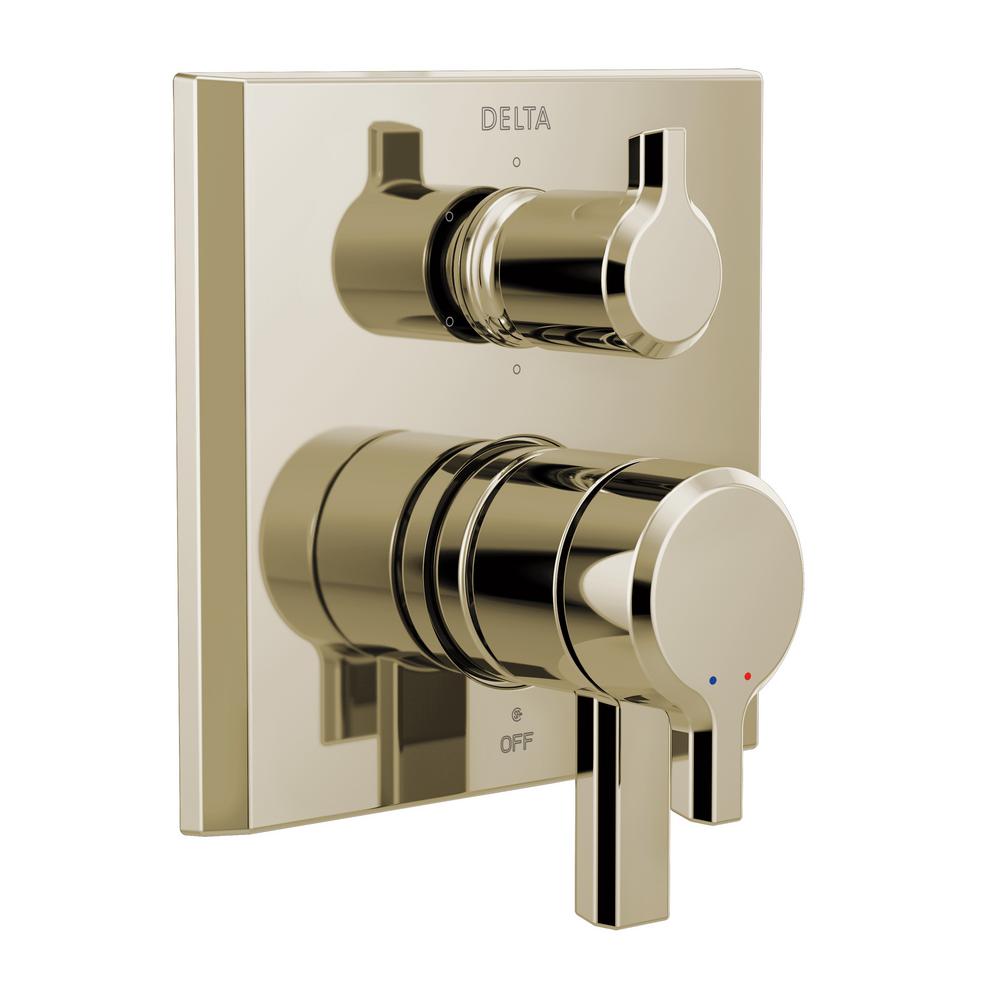 Delta Pivotal 2-Handle Wall-Mount 3-Setting Integrated Diverter Trim