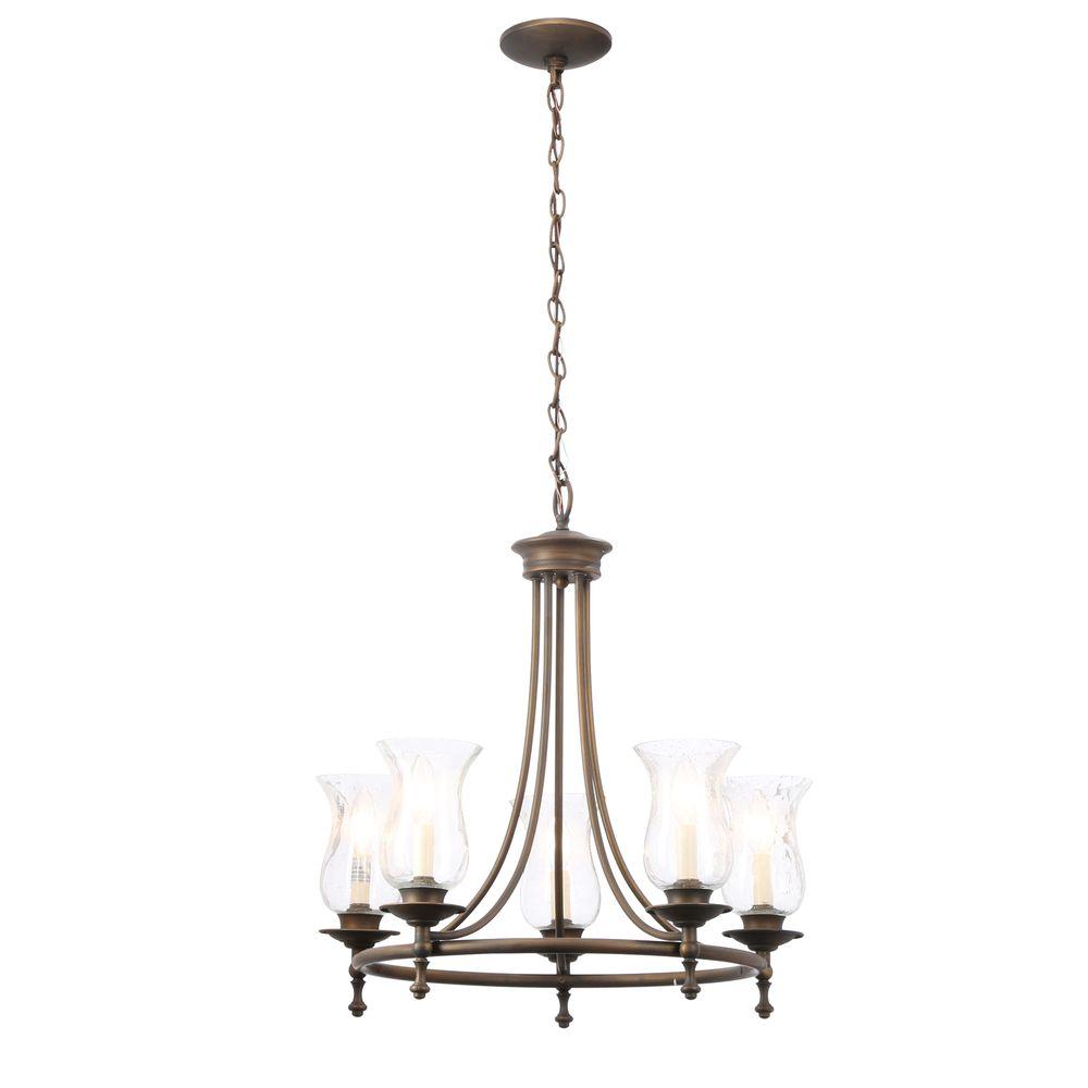 Hampton Bay Grace 3Light Rubbed Bronze Chandelier with Seeded Glass Shades14690 The Home Depot