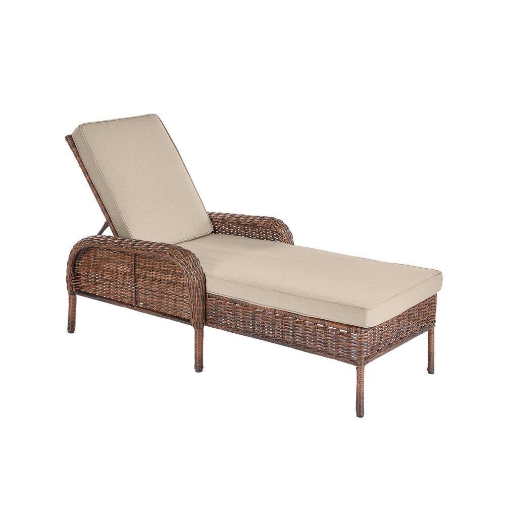 Hampton Bay Cambridge Brown Wicker Outdoor Patio Chaise Lounge with