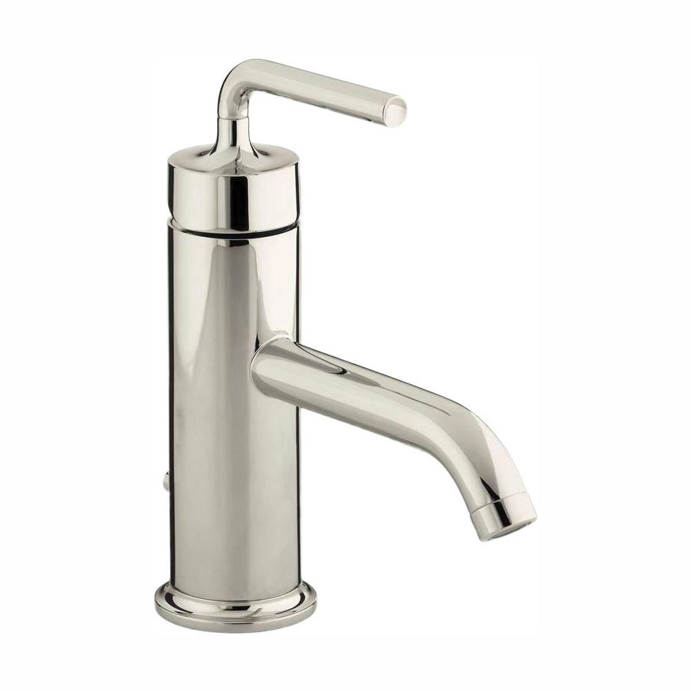 Kohler Purist 1 Hole Single Handle Low Arc Bathroom Vessel Sink Faucet With Straight Lever Handle In Vibrant Polished Nickel