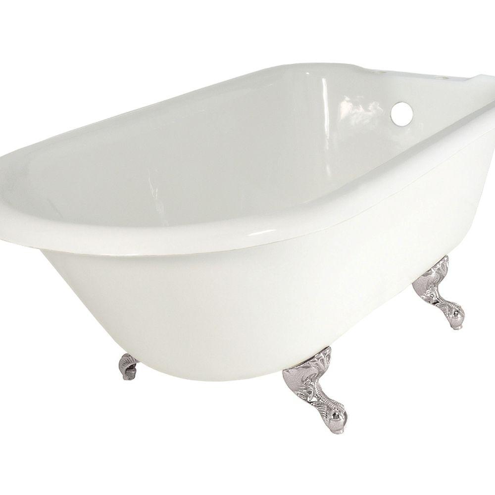 Elizabethan Classics 60 in. Slipper Cast Iron Tub Less Faucet Holes in
