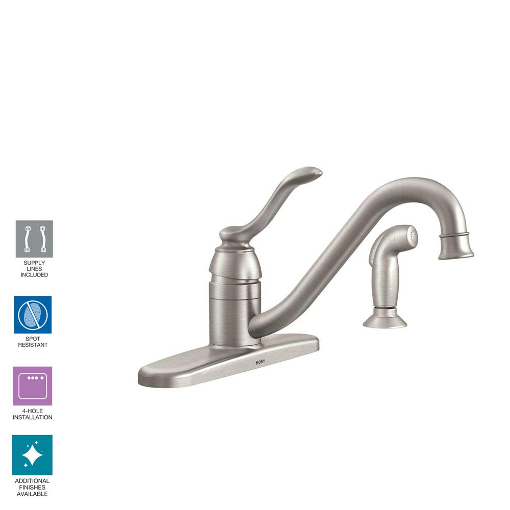 Moen Banbury Single Handle Standard Kitchen Faucet With Side