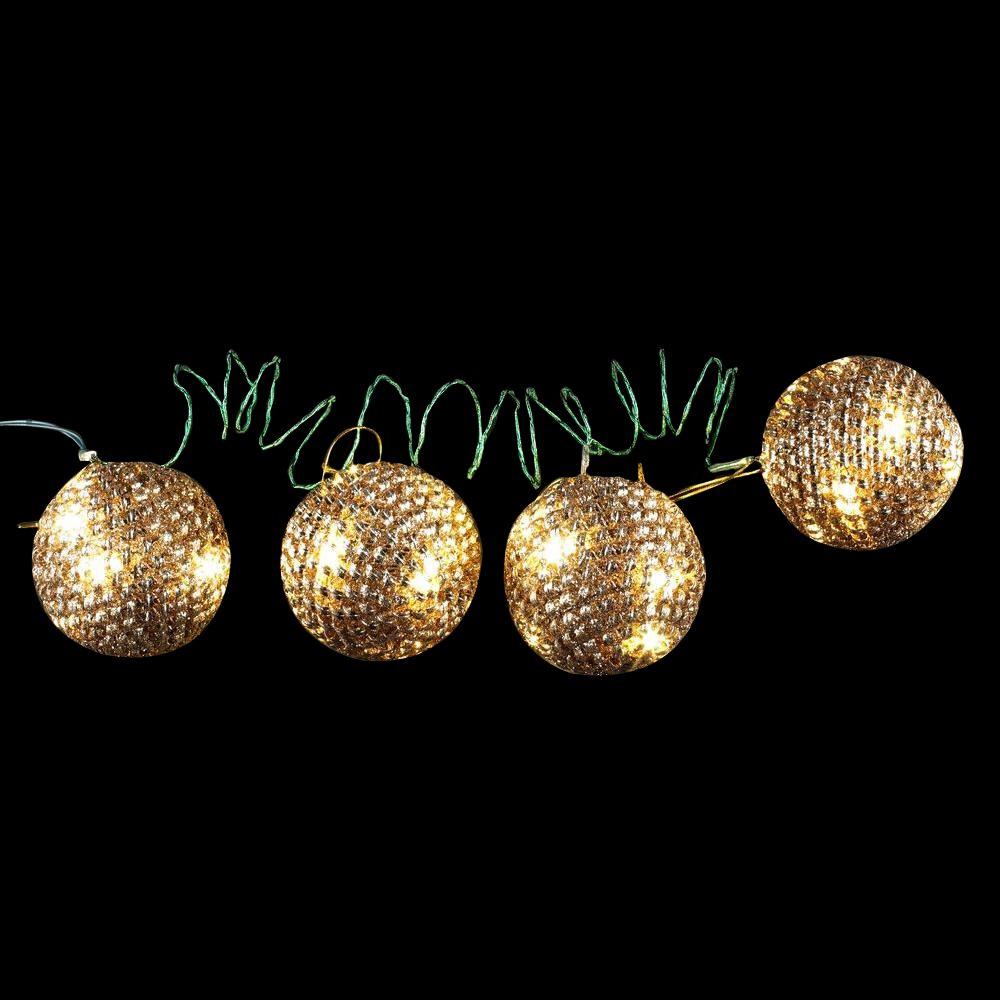 36 Light Led Gold Tinsel Wire Ornaments 4 Pieces 36 Light Led Gold Tinsel Wire Ornaments 4 Pieces