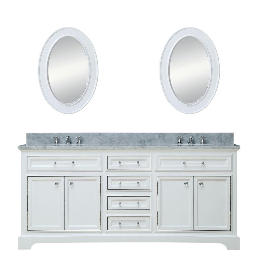 Water Creation 60 in. W x 22 in. D Vanity in White with Marble Vanity