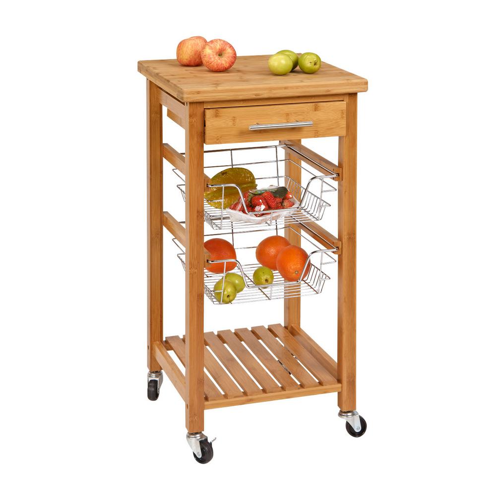 Emaster Bamboo Kitchen Cart With Baskets Csk 007 Emaster Bamboo Kitchen