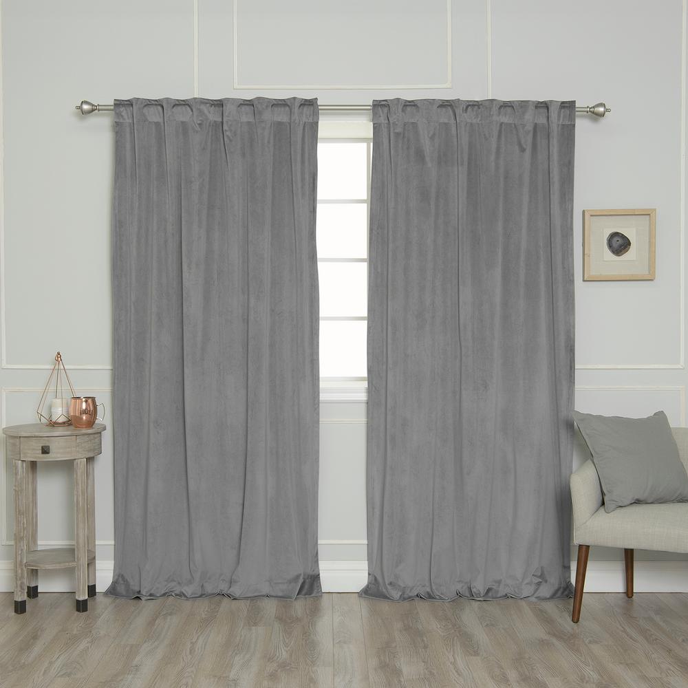 Best Home Fashion Grey 96 In L Room Darkening Luster Velvet Rod